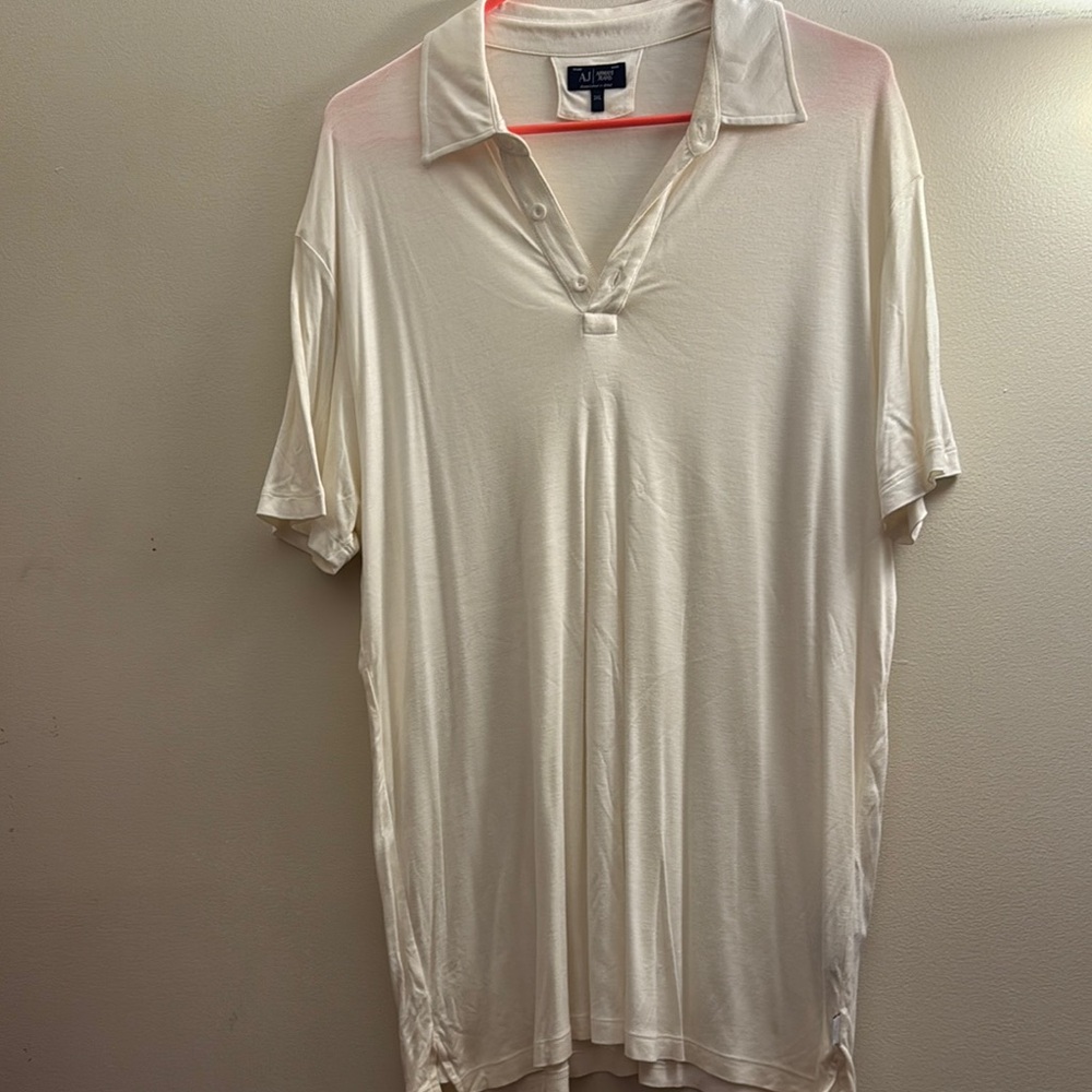 Armani Jeans White Polo Shirt Relaxed Fit Size: 3XL